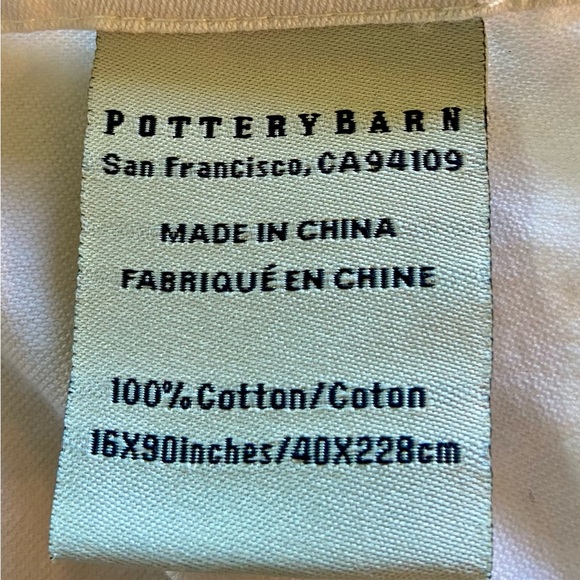 Pottery Barn 100% cotton off white 70” square tablecloth and 16” by 90” runner. - Picture 8 of 9